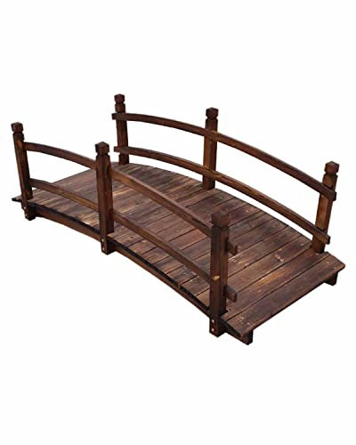 ZIMGOD Pont de Jardin Décor Extérieur de Pont de Jardin, Ponts D'étang d'arc Petit Pont, Passerelle en Bois Carbonisé, Pont de Jardin pour Jardin/Petit Ruisseau