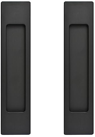 MOROBOR 18 cm selbstklebende rechteckige Schiebetürgriffe, 2 Stück, schwarze Aluminiumlegierung, bündiger Griff, stanzfreier Griff für Schiebetüren, Fenster, Schränke
