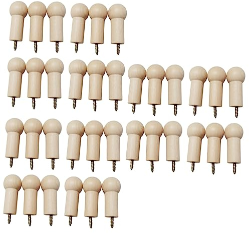 Cabilock 36 Pcs Coat Hook Coat Hanging Hooks Punch- in Hooks Wall Hooks for Coats Bedroom Wall Hanger Kitchen Wall Hooks Woo Towel Ring Towel Robe Hat Hook Bamboo Nightgown Office Wooden