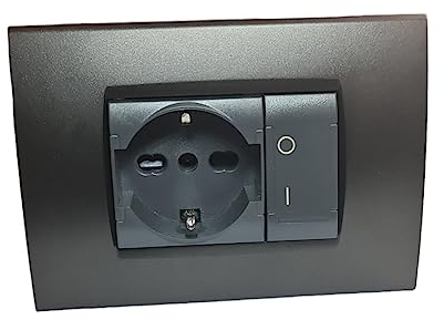 Cassetta Elettrica pronta all'uso con interruttore 0/1 shuko per incasso e con supporto esterno (con cassetta 503 schuko e interruttore 0/1 nero)