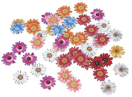 Estink Holzknöpfe, 50 Stück Blumenform