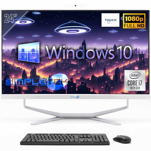 SIMPLETEK - PC Desktop ALL in ONE 24 Full HD Touchscreen | Core i7 10°Gen Octa-Core Fino 4.50GHz | 8GB RAM SSD 240GB | Windows 10 | Webcam integrata HDMI