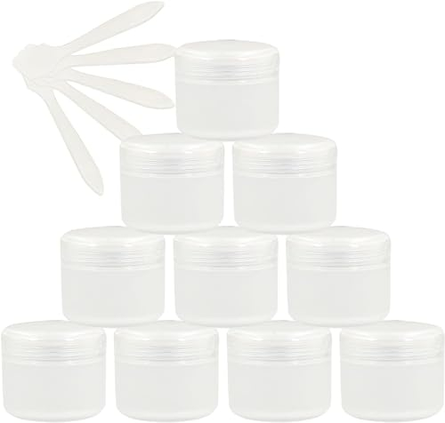 Leere Gläser mit Deckel, Kosmetikdose, B0CL9K7SRC12 PC Leere 50 ml rosa Kunststoff-Kosmetikgläser mit Schraubdeckel, 50 g kleiner Topf mit Inneneinsatz for kosmetischen Reise-Gel-Lippenbalsam + 5 x Sp