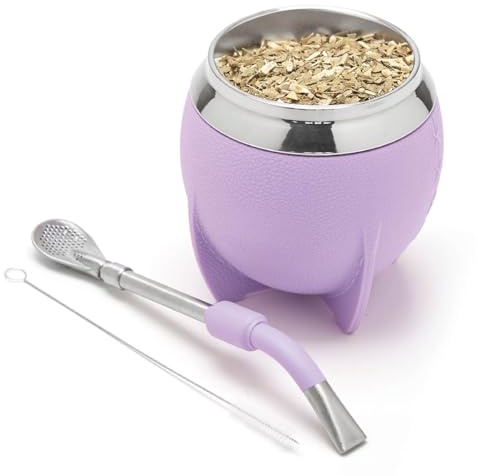 BALIBETOV Ensemble Tasse et Bombilla Yerba Mate, Comprend une Calebasse en Acier Inoxydable, une Bombilla Mate de Qualité Premium et une Brosse de Nettoyage