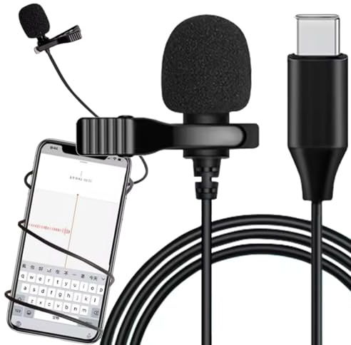 TronicXL 2 Stück Ansteckmikrofon USB-C mit Kabel Lavalier Mikrofon Kondensator Interview Podcast Videokonferenz für DJI Smartphone Tablet Laptop Type C