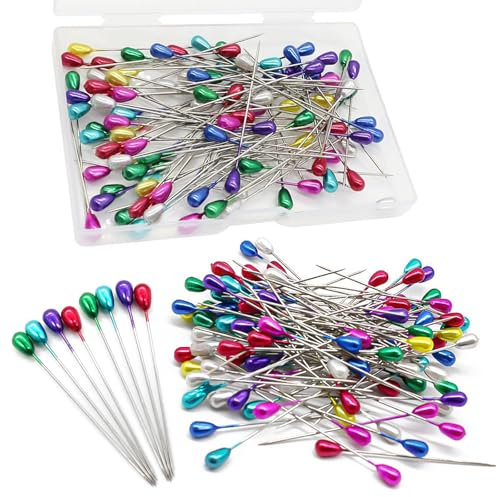 Stecknadeln mit Kopf Groß 200 Stück Lang Bunte Stecknadel 55mm Nadeln mit Kopf Lange Abstecknadeln Sewing Pins für Basteln Quilten Nähen