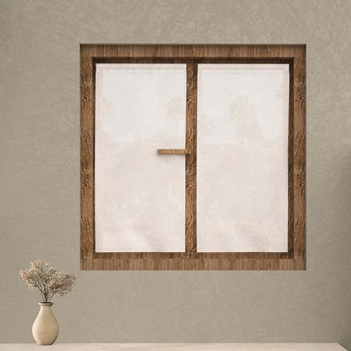 Soleil d'ocre Celia, Par de visillos, 45 x 90 cm, Blanco