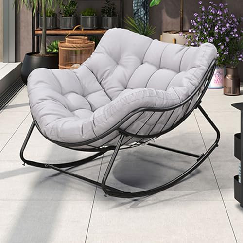 Schaukelstuhl für draußen, für die Terrasse, bequemer Schaukelstuhl für drinnen, mit dickem Kissen, gepolstertes Kissen, Schaukelstuhl, Liegestuhl für draußen, für Veranda, Wohnzimmer, Terrasse, Gart