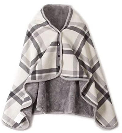 SUPYINI Femme Poncho, Ponchos et Capes Femme, Plaid Polaire Chale Polaire Cape Hiver Chaud Unisex Couverture à Carreaux avec Boutons pour La Maison Bureau École