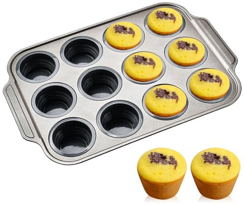 YOUNICE 12 Cup Silicone Muffin Pan, Non-Stick Cup Easy Release, with Metal Reinforced Frame