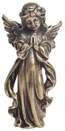 COLLBATH Copper Angel Figurine Decor Christmas Sculpture for Desktop Home Office Space-Saving Unique Bronze Sculpture Ornament