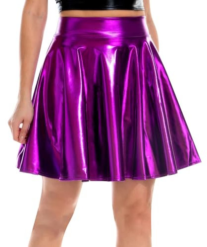 Karnevalskostüme für Damen, glitzernder Rock, 2025, einfarbig, glänzend, Karneval, Faltenrock, halber Rock, kurzer Rock, schwarzer Ballett-Tutu, violett, XL