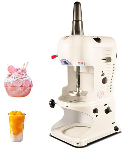 Naturalpowev Macchina per Ghiaccio tritato, Macchina per Coni di Neve da 350 W con Lame in Acciaio Inossidabile, Copertura Protettiva Trasparente, per Uso Domestico e Commerciale,White