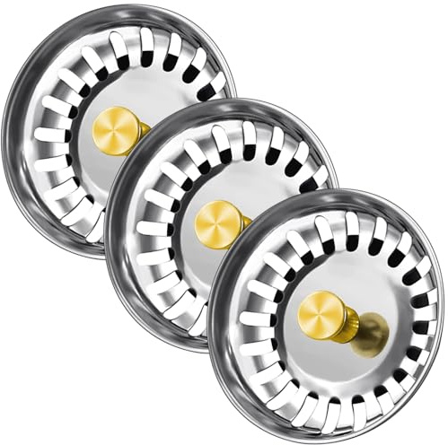 Zefphxs Sink Plug Strainer, Kitchen Sink Strainer Stainless, Hole Diameter 78mm, Thicken for Food/Hair Catch, Pop up Sink Plugs Universal for UK Sink