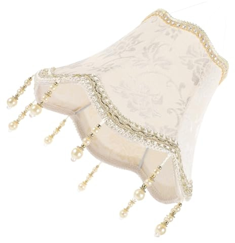 jojofuny Lampenschirm Tischlampe Vintage aus Stoff und Metall Beige E27 Leichter Ersatzlampenschirm mit Blumenmuster für Nachttischlampe