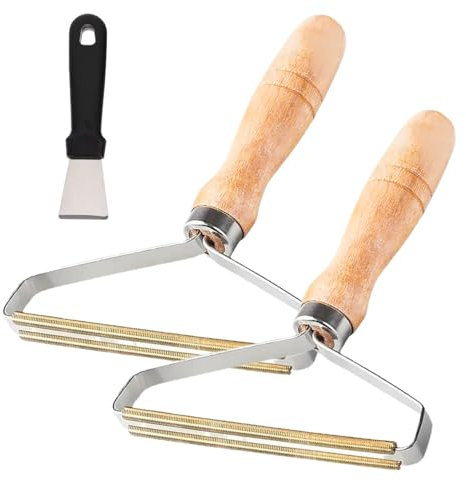 Carpet Scraper Tool Set – 2X Heavy-Duty Lint Remover & Pet Hair Remover for Carpets, Rugs & Furniture, Reusable Carpet Rake for Deep Cleaning, Includes Bonus Kitchen Scraper