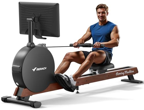 MERACH Magnetisches Rudergerät für Zuhause, 60 kg Widerstand, 16 Stufen