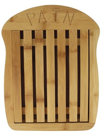 Ambiance Nature 544432 Planche à Pain avec Compartiment ramasse Miette - en Bambou certifié FSC - Planche à découper le pain L 34.5 cm l 26 cm, Marron Clair