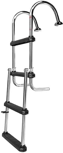 4 Step Boat Ladder Stainless Steel Swim Platform Telescoping Ladder Extendable Step Folding Rear Entry Pool Ladder for Boat Pontoon Yacht Truck RV