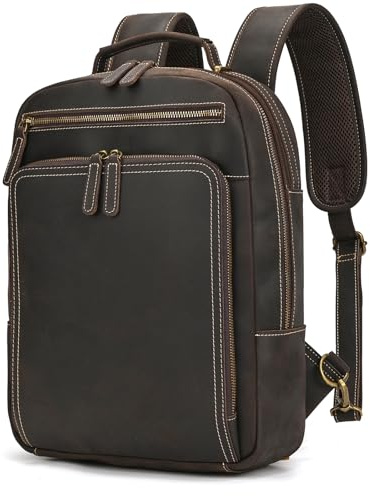 newsbirds Reiserucksack Leder Rucksack Herren, Groß Handgepäck Travel Backpack 15.6 Zoll Laptop Rucksacktasche Tagesrucksäcke für Weekender Trip Business