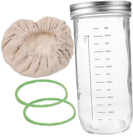 Holibanna 1 Juego Tarro de Fermentación de Masa Madre Tapa y Frascos de Vidrio para Panadería y Conservación de Salsas Incluye para Fermentación Natural