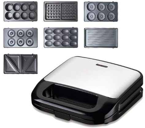 OZMDXKJ Piastra per Waffle Multifunzione, Piastra per Toast 7 in 1, Macchina per Colazione Veloce, Piastre Antiaderenti Rimovibili, Teglia di Alta qualità, per Waffle, Ciambelle E Panini.