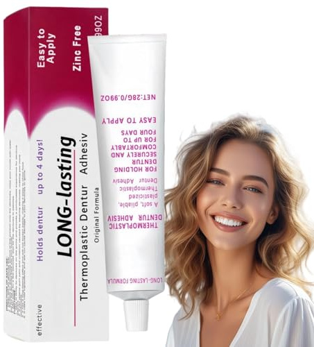 28g Grip Thermoplastic De/nture Adhesive,Den/ture Adhesive Cream,False Teeth Silicone Reline Kit,Den/ture Repair Kit,Comfortable Secure De/ntures Fixation De/ntals Glue for Adults,Non-Glue Adh/esive