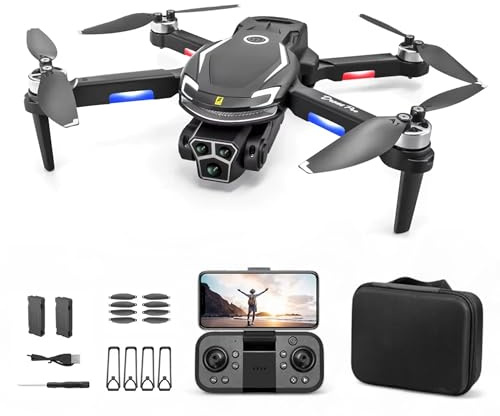 Drone with Camera for Kids and Adults - Brushless Motor - Foldable Mini Drone for Beginners - Auto Hover Quadcopter - Follow Me - 1 Click Takeoff and Landing - Obstacle Avoidance (Black Drone)