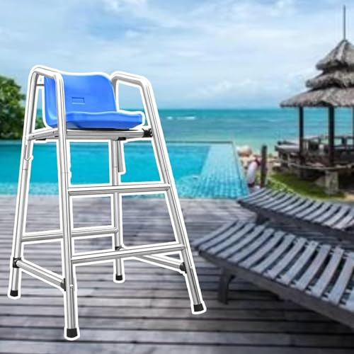 High Stool Swimming Pool Safety Ladder 47.2in/59in/71in High Heavy Duty Stainless Steel Life Guard Chair with Comfortable Seat, Loads 660lbs(47.2in/120cm/3.9ft high)