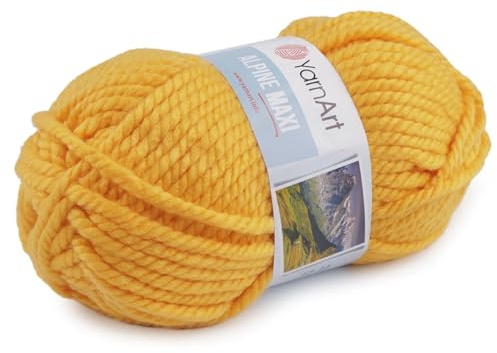 cyclingcolors Acryl-Strickgarn, Wollknäuel, Strickpullover, Weste, Socken, Schal, Mütze, Häkeln, 250 g, Länge 105 m, Senfgelb