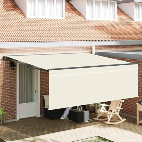 Qnhdfrt Tenda da sole con braccio snodato, 400 x 300 cm, in poliestere, resistente ai raggi UV, telaio in alluminio, per balcone, terrazza e giardino