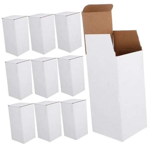 Weiße Wellpappkartons 10 Stück aus Papier, Stabil und Praktisch | Kleber oder Klebeband Zusammenbaubar, Feine Details, für Versand und Verpackung, Mehrfachausführung