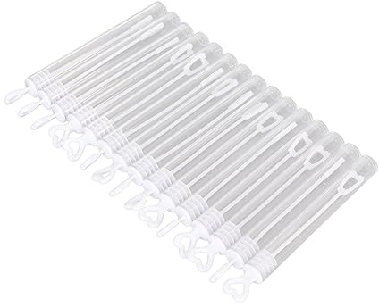 Smandy Weiße Herz-Blasenstäbe, Transparente Mini-Blasenstäbe für Partys, Hochzeiten und Jubiläen mit 50 Stück Großpackung