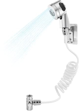 Ducha de Mano Lavabo, Juego Alcachofa con Manguera Extensible Soporte, Extensión Grifo para Baño, Lavado Cabello, Limpieza Cuidado de Mascotas, Fácil Instalación