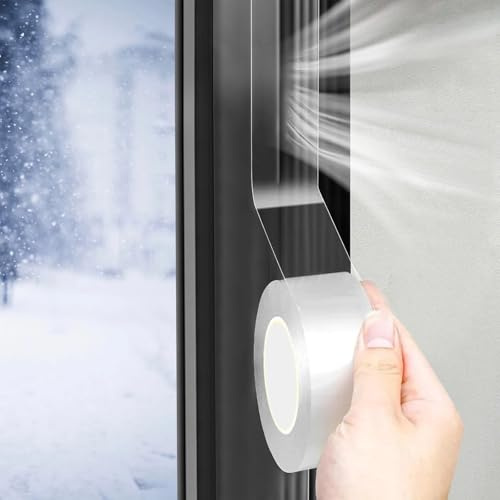 Lanstorm Window Weather Sealing Tape, 3cm x 10m Window Seal, Clear Sealing Tape for Winter, Waterproof Sealant Tape for Doors Windows Bathrooms Roof Wall Corner Offices No Residue