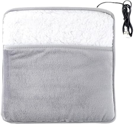 SHOWERORO Almohadilla Eléctrica para Pies 30X30 CM Calentador Portátil Forro de Algodón Calentador de Pies USB para Oficina Hogar y Viaje Almohadilla Térmica Cómoda y Segura
