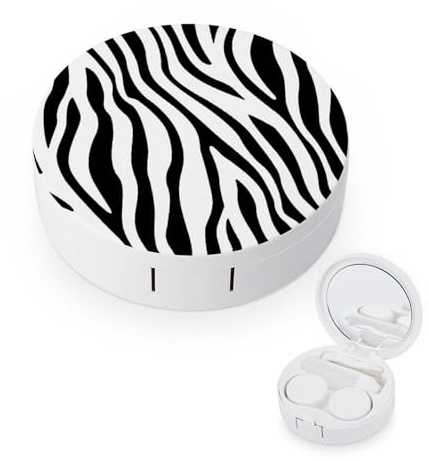 fkgvwo Contact Lens Case Black and White Contact Lens Box Travel Kit Portable for Travel & Home