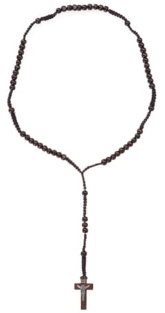 iplusmile Holzkreuzkette Unisex aus Kaffee Holz mit Stabilem Kreuzanhänger und Stilvollen Perlen für Jubiläen und Partys als Modisches Geschenk Zufälliger Stil