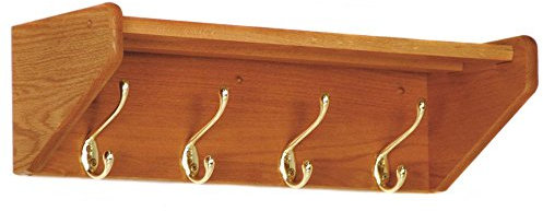 Wooden Mallet Martello di Legno 63,5 cm 4-Brass Gancio mensola Gancio in Nickel Medium Oak