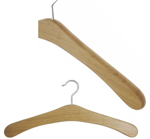 Hagspiel Kleiderbügel aus Holz, 5 STK. Garderobenbügel aus Eichenholz mit vernickelter Haken