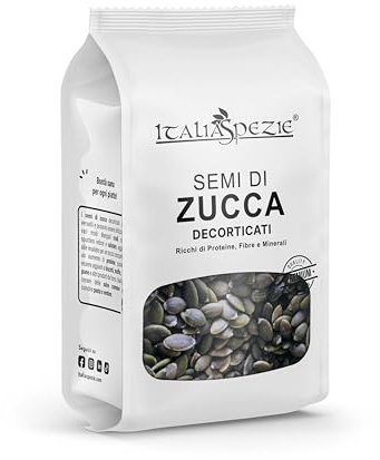 Semi di Zucca Naturali Sgusciati 400g - senza sale, senza conservanti e coloranti - Semi Decorticati Qualità Premium - Italia Spezie