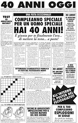 Bombo Biglietto Auguri Giornale Compleanno 40 Anni Amico
