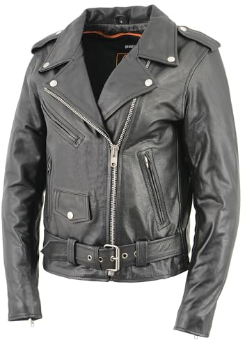 Milwaukee Leather Women's Classic Biker Jacket Half Belt for Easy Adjustment (US, Alpha, Medium, Regular, Regular)