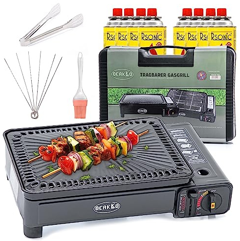 Réchaud XXL de camping, cuisinière portable au gaz, RS-4030 Kocher mit 8 Kartuschen