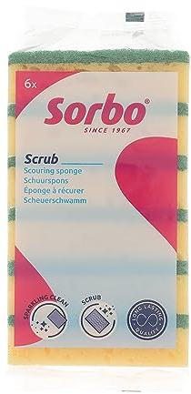 Sorbo Large, Extra Strong, Scouring Sponges, Pack of 6, Super Durable and Long Lasting