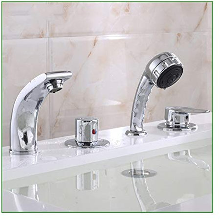GLYYR Badewannenarmaturen Messing 4-Loch-Armatur Keramisches Ventil Bath Shower Mixer Taps Cold Hot Badewanne Mischbatterie