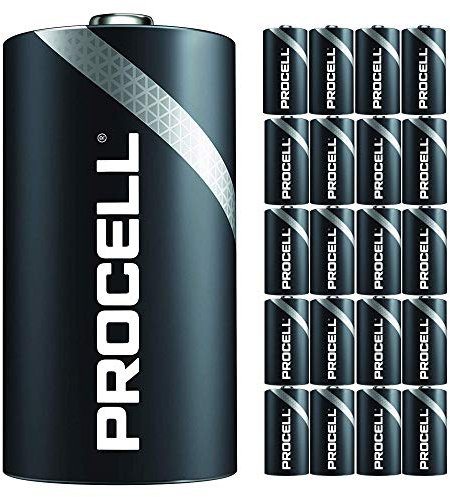 20 Pack - Duracell Procell D Cell Batteries | 1.5V Industrial Power Alkaline Battery | Home or Office Use | Car Air Freshener Promo Pack | Reliable Long Lasting Power