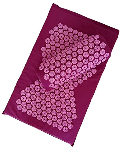 NX Shakti Akupressurmatte, Massagematte, Massagegerät, Kissen, Rückenentlastung, Körperschmerzen, Spike-Matte mit Kissen, Lila