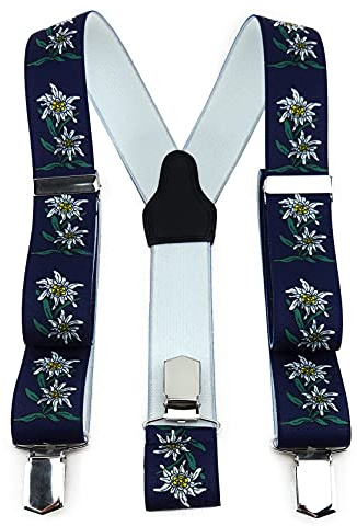TigerTie Unisex Hosenträger in Y-Form mit 3 extra starken Clips - gemustert - hochwertige Verarbeitung - Breite 35 mm