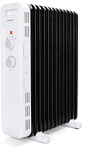 Aigostar Ölradiator 2500 Watt Energiesparend Heizkörper mit Thermostat, 13 Rippen für 30m², Heizung Elektrisch 3 Heizstufen, Kipp & Überhitzungsschutz, Mobiler Elektroheizung Heizgerät